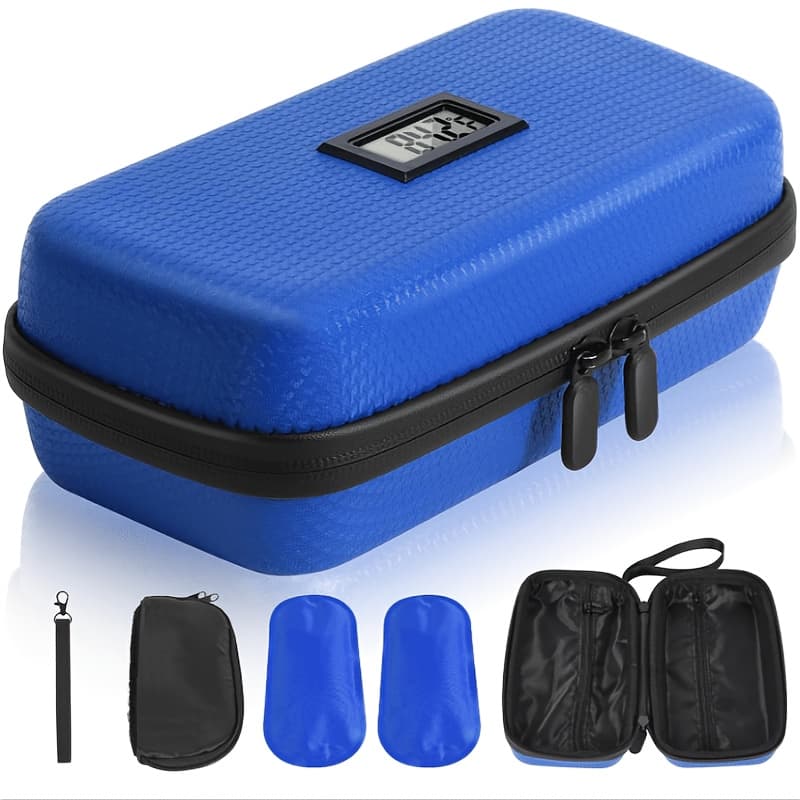TEMU Searvgrh24 Hour Insulin Cooler Travel Case, Refrigerated Medication Travel Case With Temperature Display, Diabetes Travel Case, Wristband And 2 Reusable Ice Packs