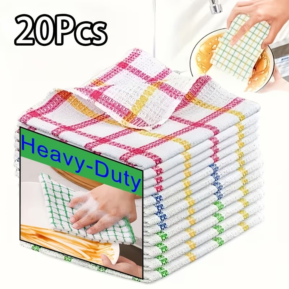 TEMU 20pcs Of Rags-super Absorbent Cleaning Cloths, Quick-drying And , Stackable Design, Suitable For Washing Dishes, Countertops, Bathrooms- Household Cleaning Towels (12pcs/ Box) Random Colors
