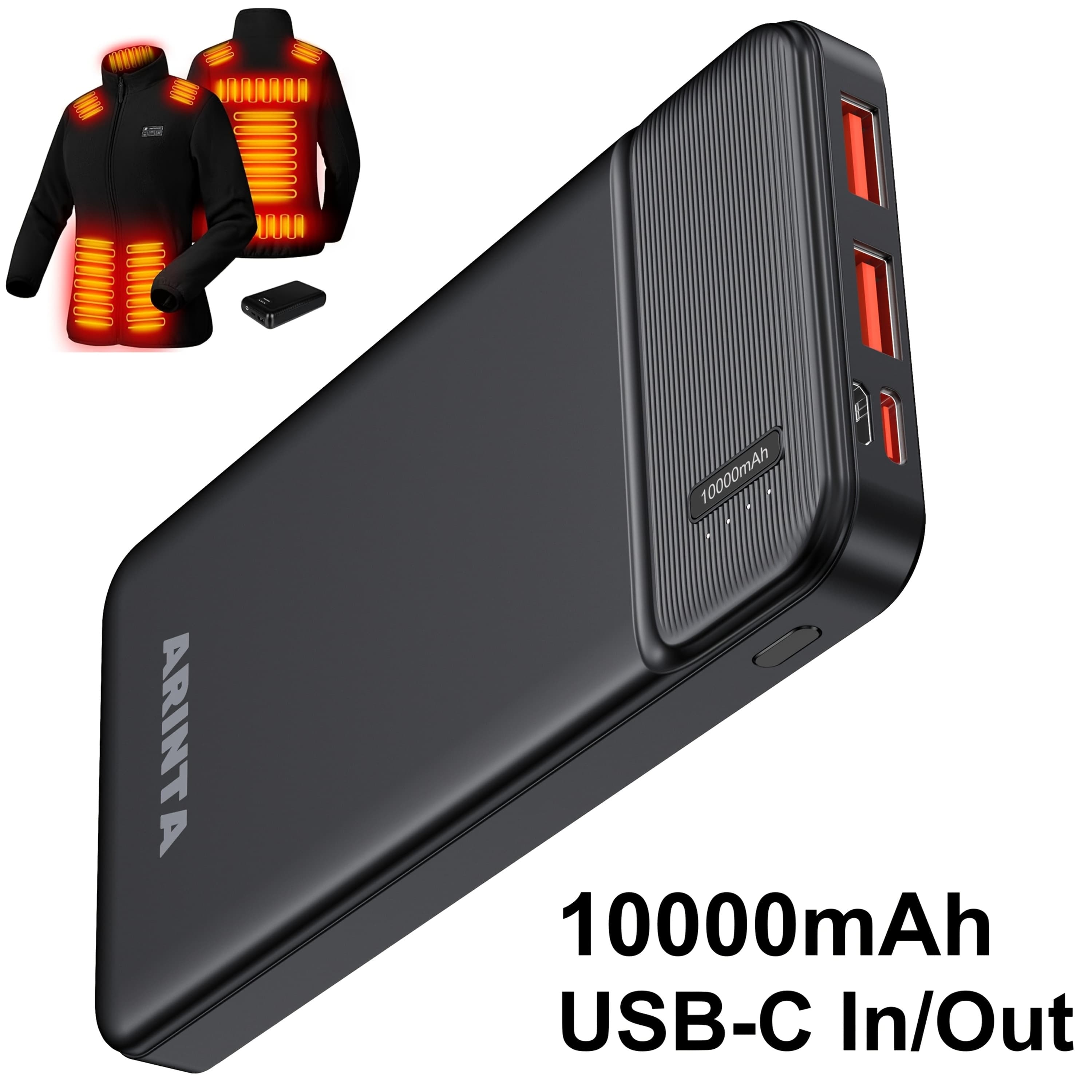 TEMU 10000mah Power Bank Battery Pack Portable Charger, Travel Essentials, .5w Super , Slim Deisgn & Compatible For, Smartphones, Tablets, Heated Clothesgifts For Men Women