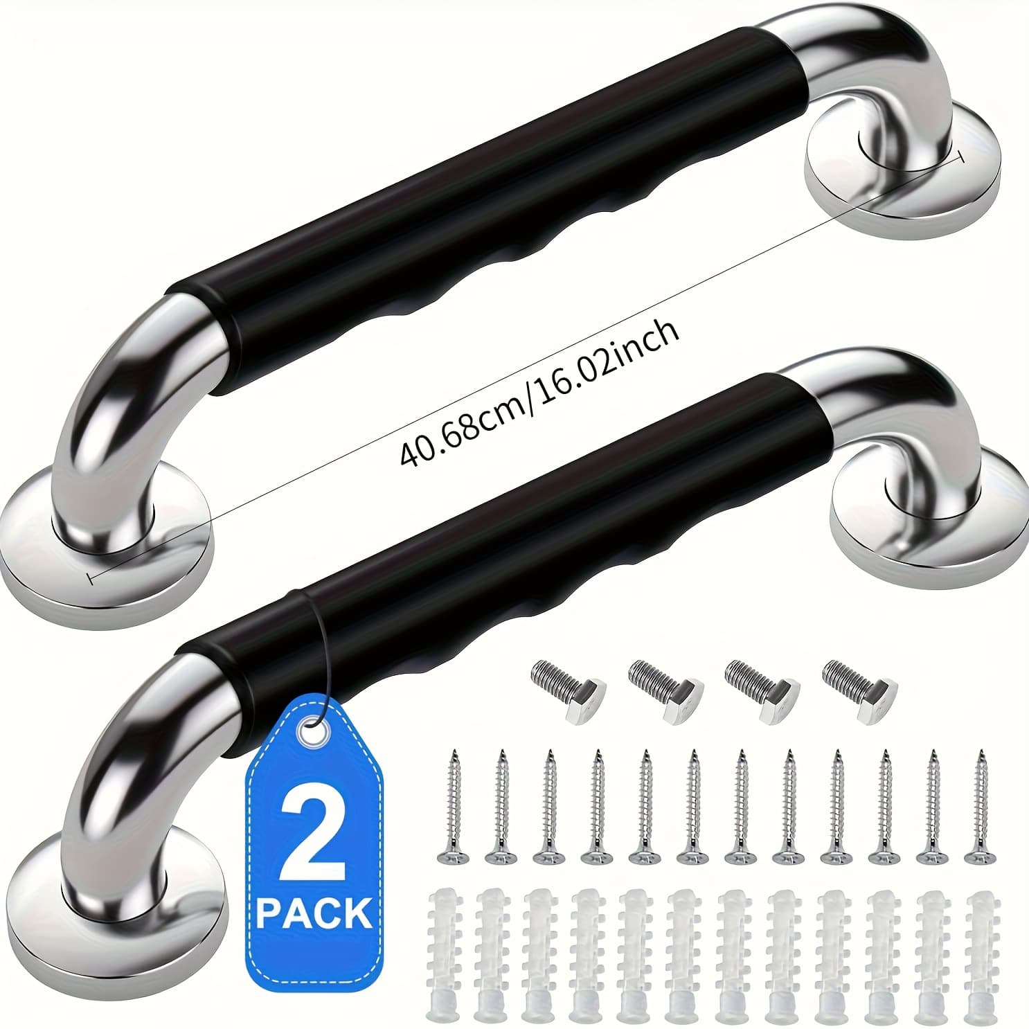 TEMU Set Of 2 Grab Bars For Bathtubs And Showers, Non-slip Support Bars For Disabled Individuals, Safety Grab Bars For Elderly In Bathtubs And Toilets, And Shower Handles For Bathroom Assistance.