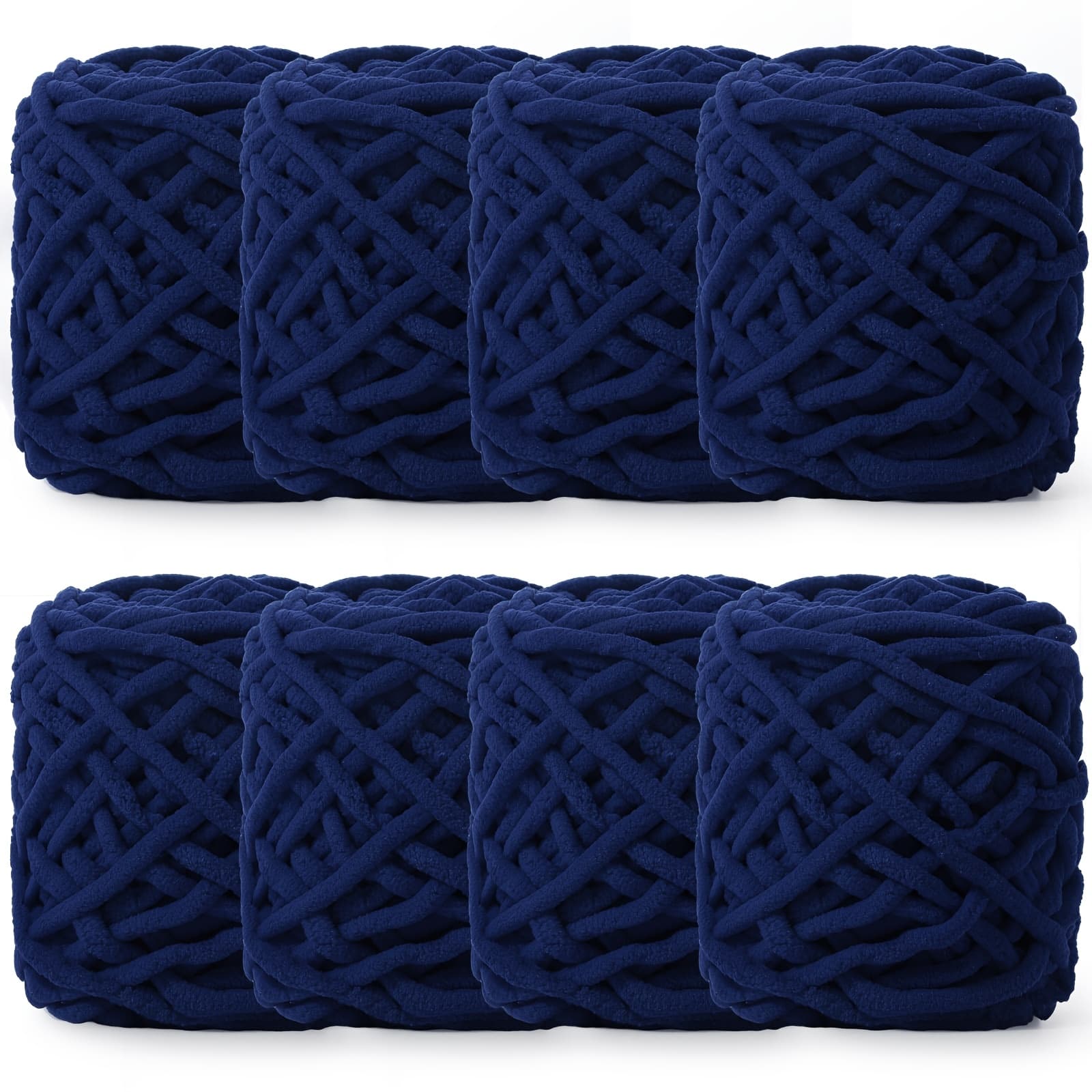 TEMU 8 Skeins Chunky Chenille Yarn For Crocheting Soft Thick Fluffy Yarn For Hand Knitting Bulky Velvet Blanket Plush For Weaving Crafts Each 3.5 Oz 55 Yards (navy Blue)