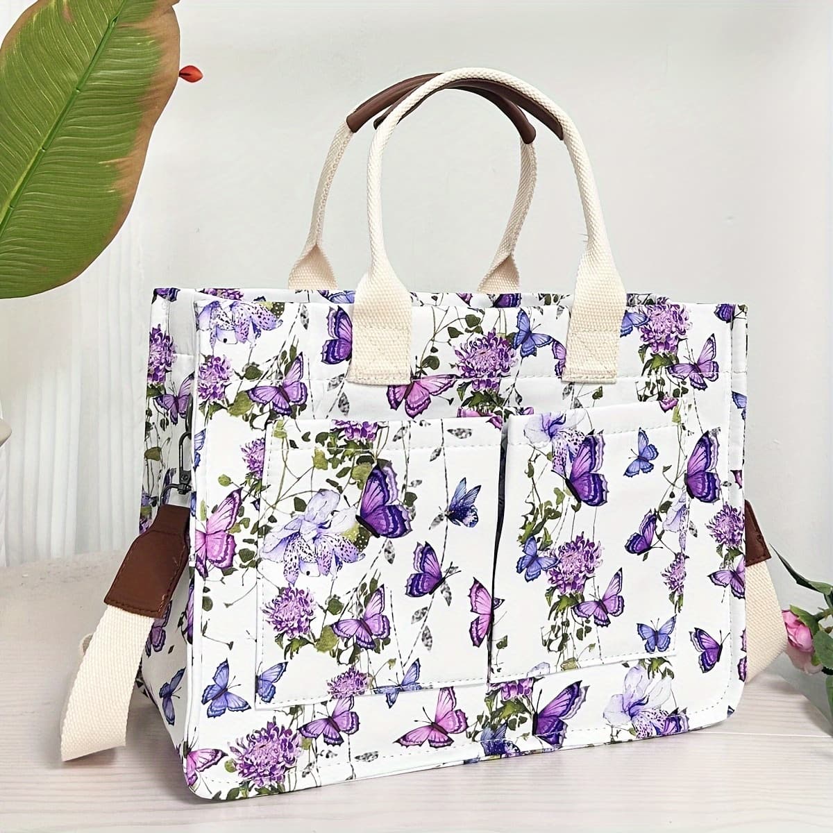 TEMU Tote Bag For Women Patched Purse Cute Shoulder Bag Multi-pocket Satchel Handbag For Work Books Travel, Bag
