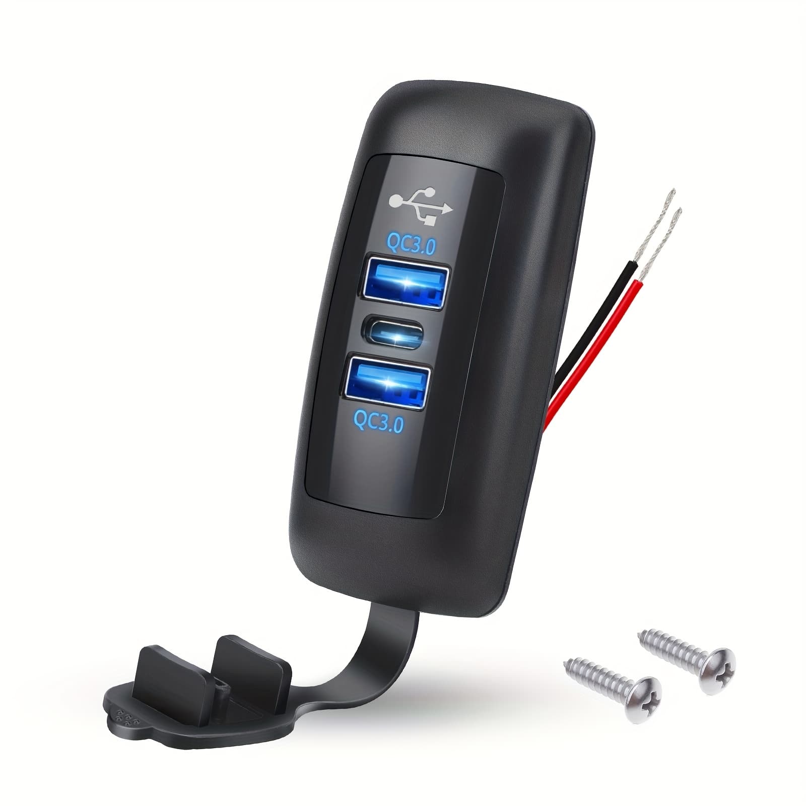 TEMU Car Fast Charger Socket Power Outlet Panel, 12v-24v Dual Usb Qc3.0 & Pd Port, For 12-24v Vehicles, Rvs, Trucks, Boats