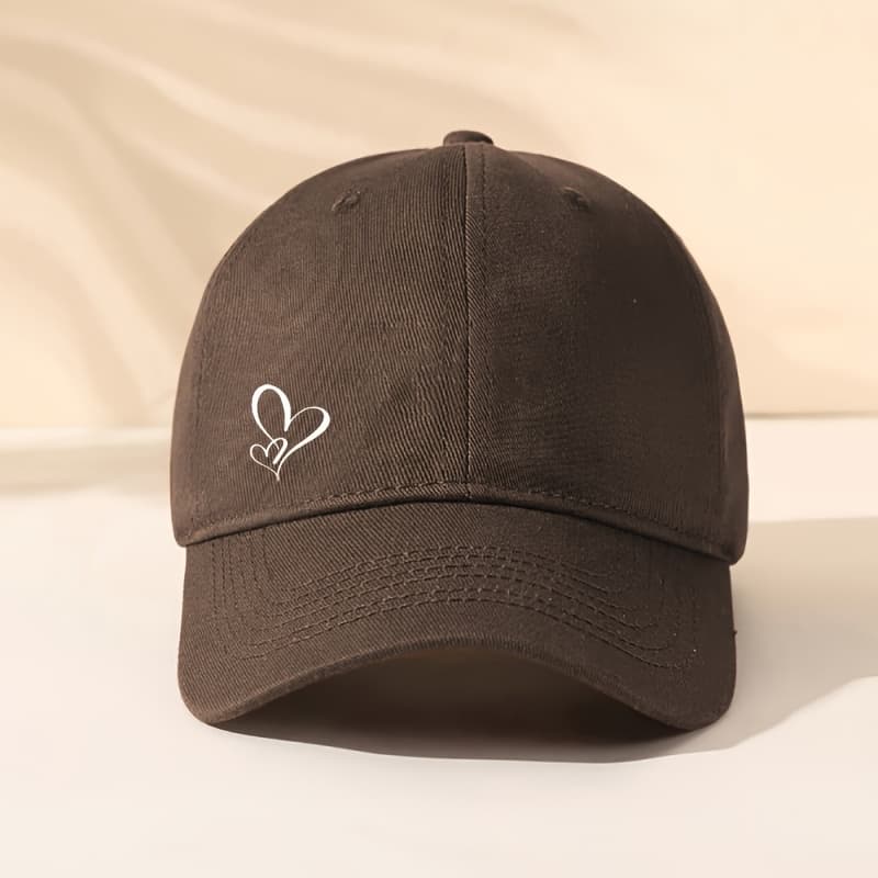 TEMU 1pc -patterned Baseball - Beige With White , Adjustable Back Closure, Unisex Fashionable Hat, Casual And Stylish, Hand Wash Or , Casual Headwear | Design | Durable Headwear, Heart Fc Merchandise