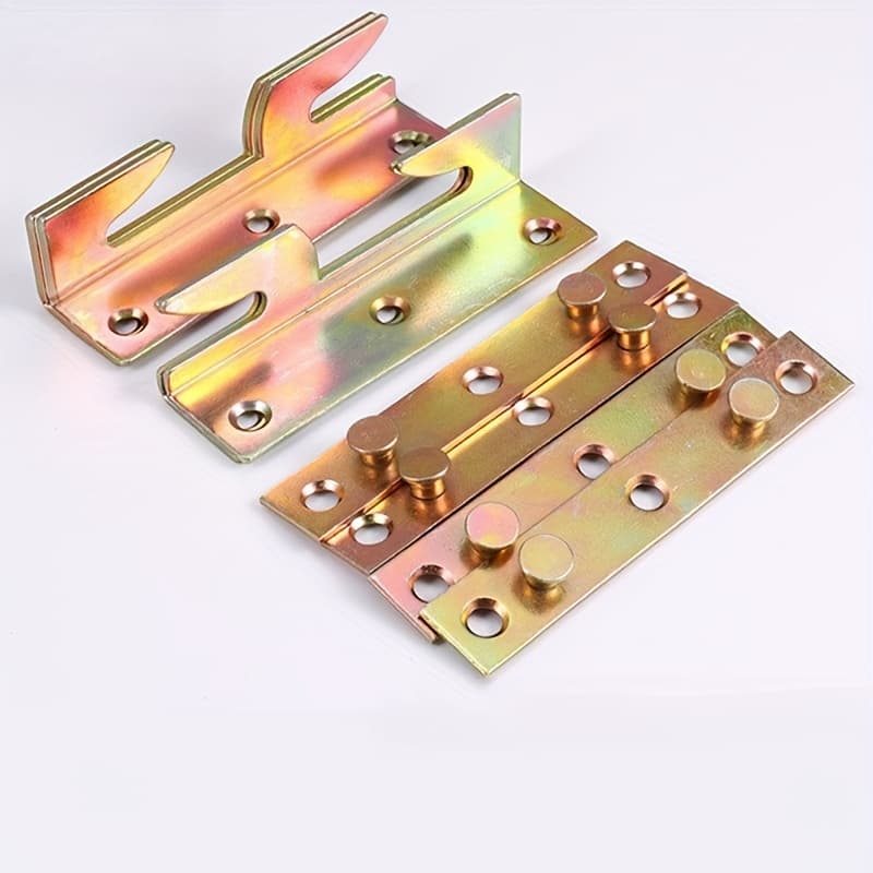 TEMU 4 Sets Heavy-duty Bed Rail Accessories, No Design With Screws Included – Metal Brackets For Frame And Beam Connectors