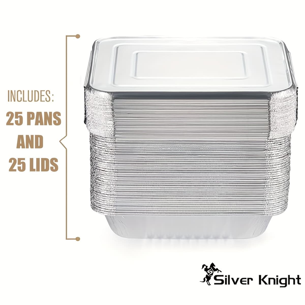 TEMU 9" X 13 " Aluminum Foil Pans With Lids (25 Pack) | Durable Disposable Half-size Pan And Oven Buffet Trays | Food Containers For Catering, Baking, Roasting
