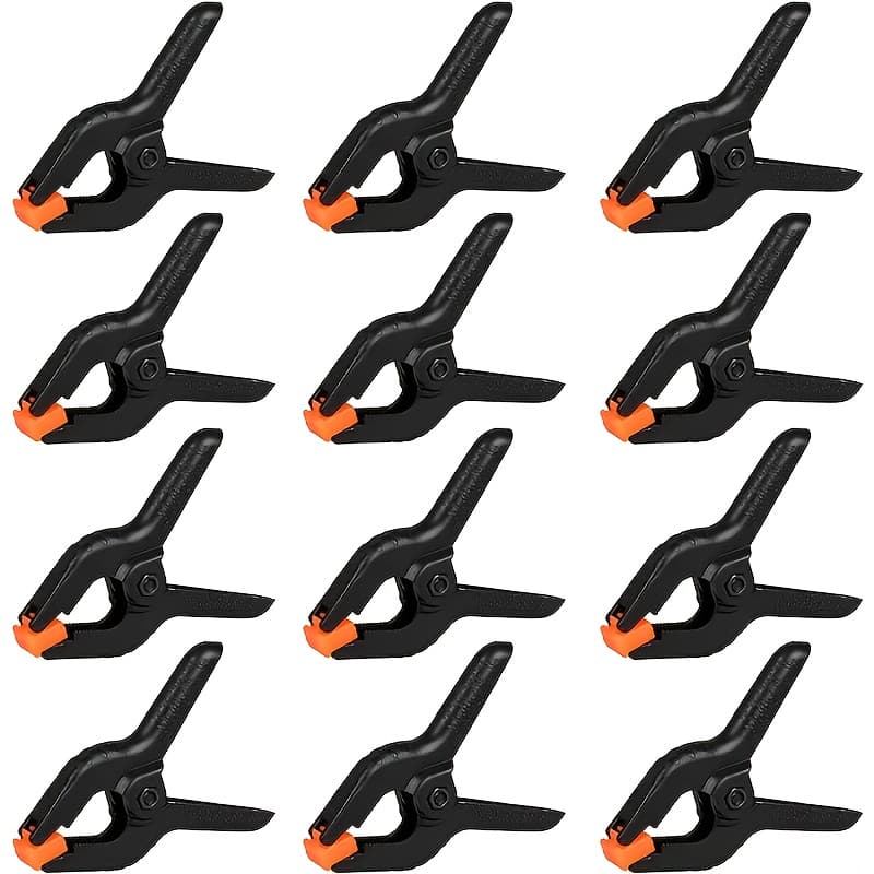 TEMU 12 Pack Plastic Spring Clamps, 3.5inch Small Heavy Duty Clips For Crafts, Backdrop Stand, Woodworking, Photography (black)