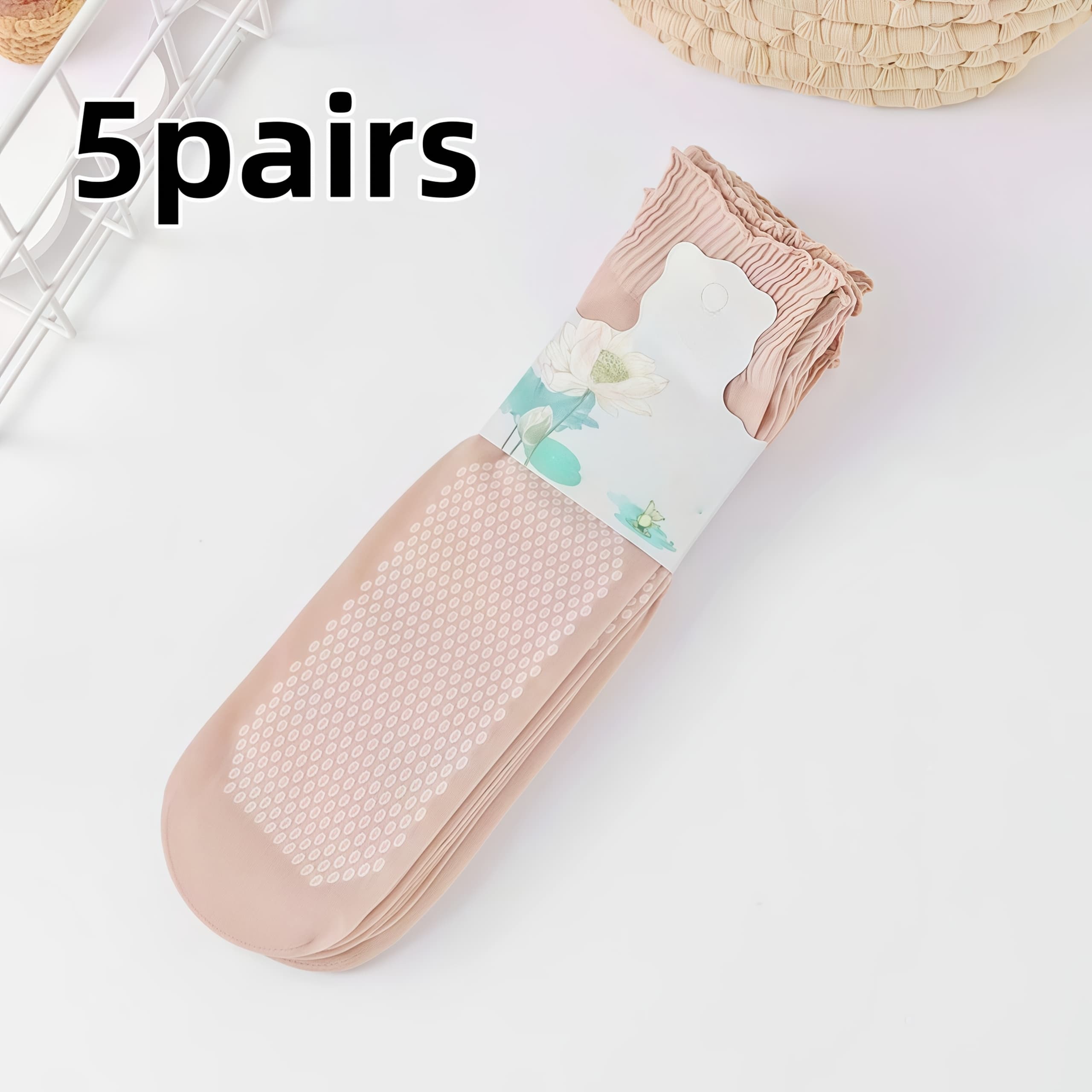 TEMU 5-pack Women's Loose Transparent Socks, Lightweight Breathable Non-slip Socks With Wide Cuffs, Ideal Gift For The Elderly