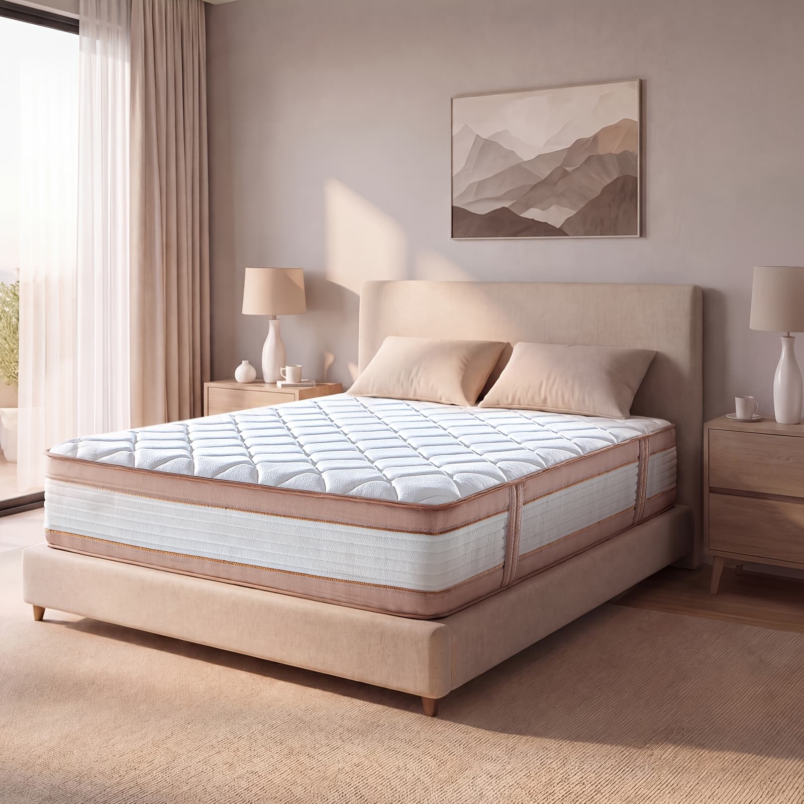 TEMU Queen Mattress, 12/14 Inch Queen Size Mattresses In A Box, Memory Foam Hybrid Mattress With Individual For Motion Isolation, Pressure Relief, Medium
