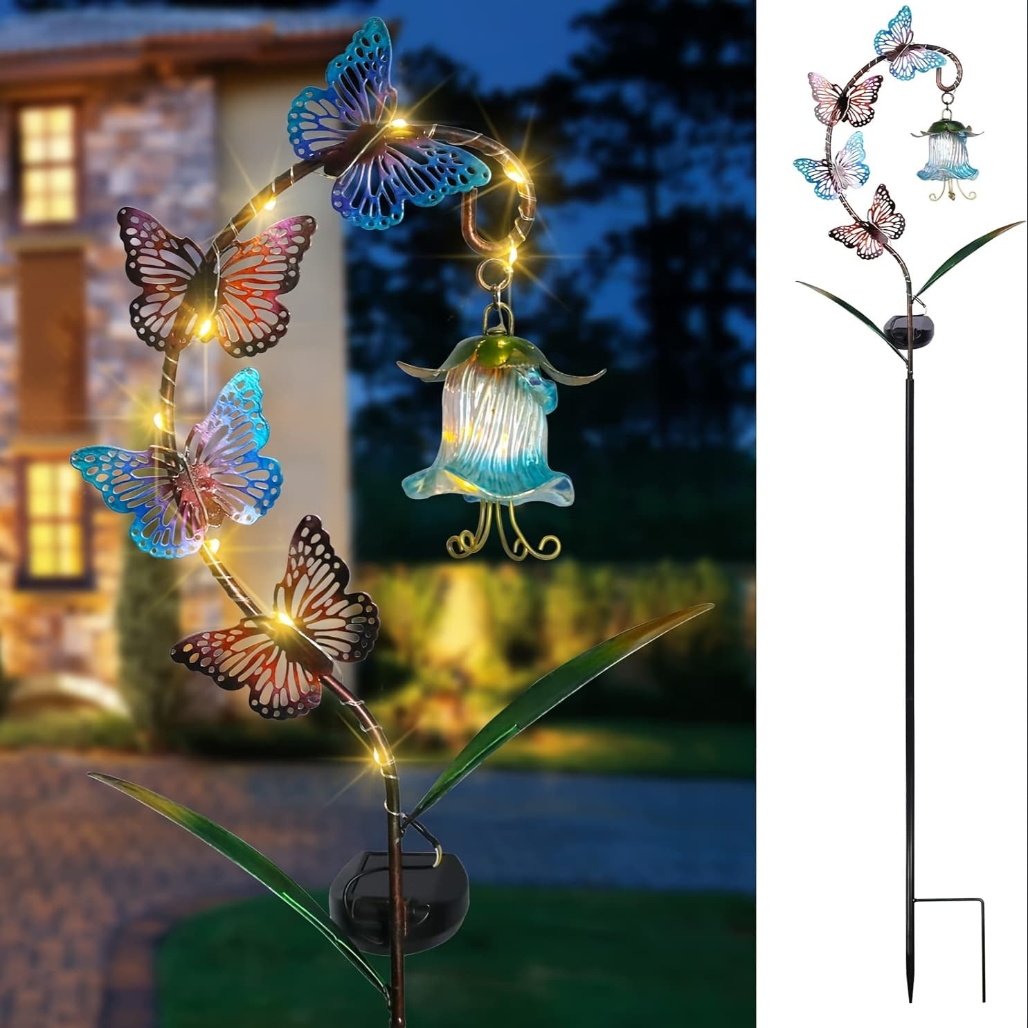 TEMU Solar Garden Lights Outdoor Decorative Solar Garden Stake Lights Metal Decorative Landscape Path Lights Stake Solar Pathway Lights For Garden, Lawn, Patio, Yard Decorative
