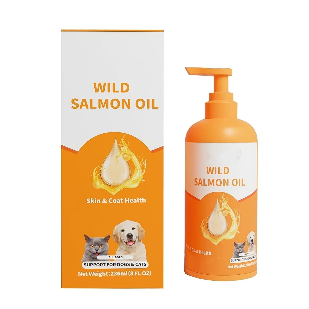 TEMU 8fl. Oz Premium Salmon Pet Oil With Epa & Dha - Supports And Coat Health For , Suitable For All Ages & Breeds, Works With Wet Or Dry Food, Salmon Oil For Dogs
