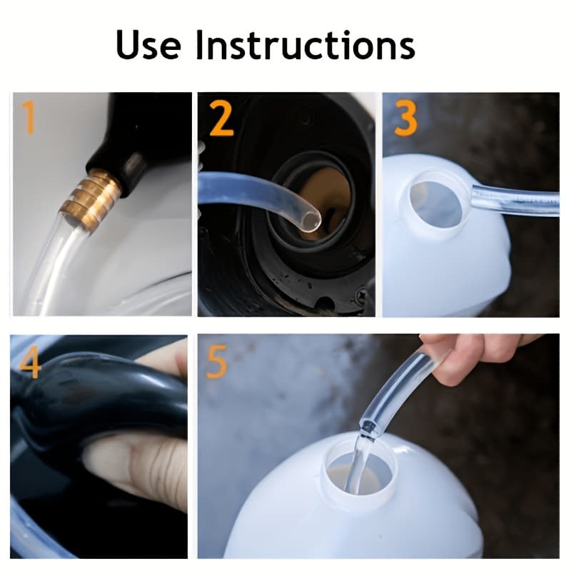 TEMU Portable Siphon Pump, Aquarium Water Changer With Flexible Pvc Hose, Suitable For , Gasoline, Water, And Pool Fuel, An Essential Tool For Cars, Boats, And Rvs