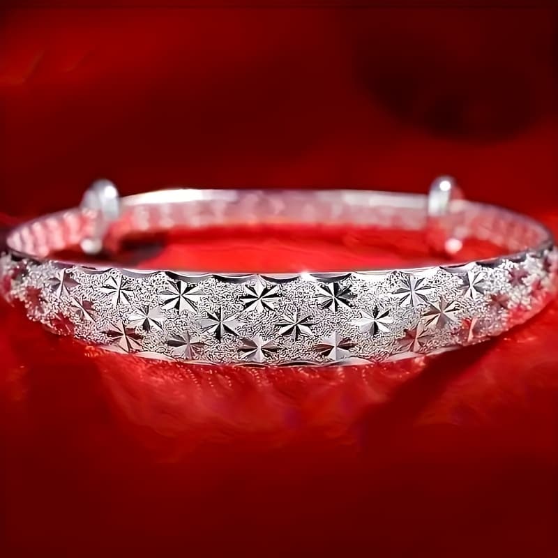 TEMU 1pc S925 Sterling Silvery Minimalist Star Shaped Bracelet, Suitable For Daily Wear, Anniversary Gift