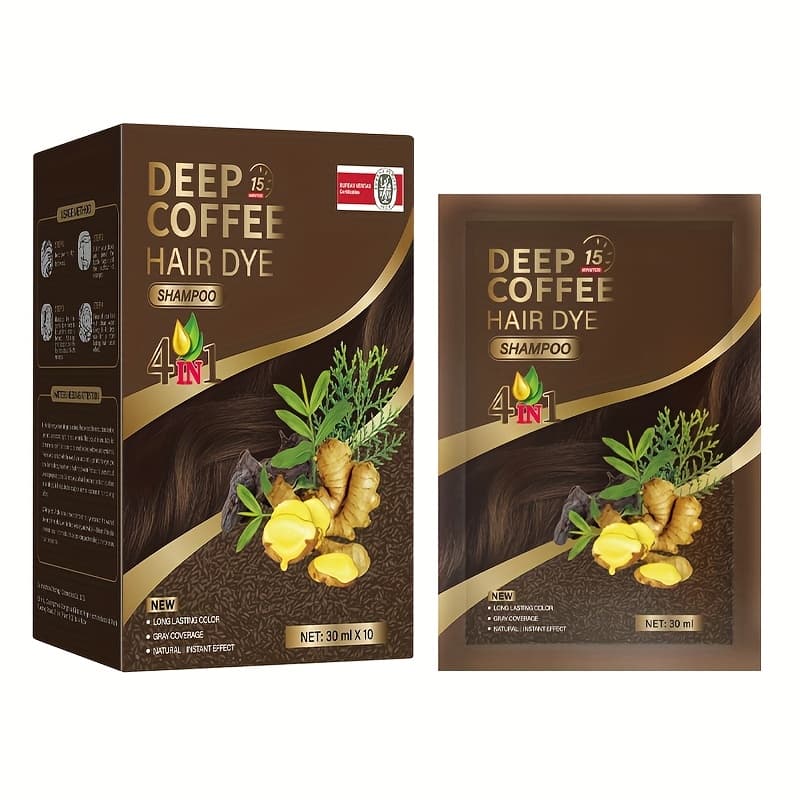 TEMU Of 10 Packs Of Portable Individual Packaging, Black/dark Brown/chestnut/coffee Shampoo-shampoo, Hair Dye Shampoo Natural Hair Dye Deep Cleansing Shampoo, Suitable For Men And Women
