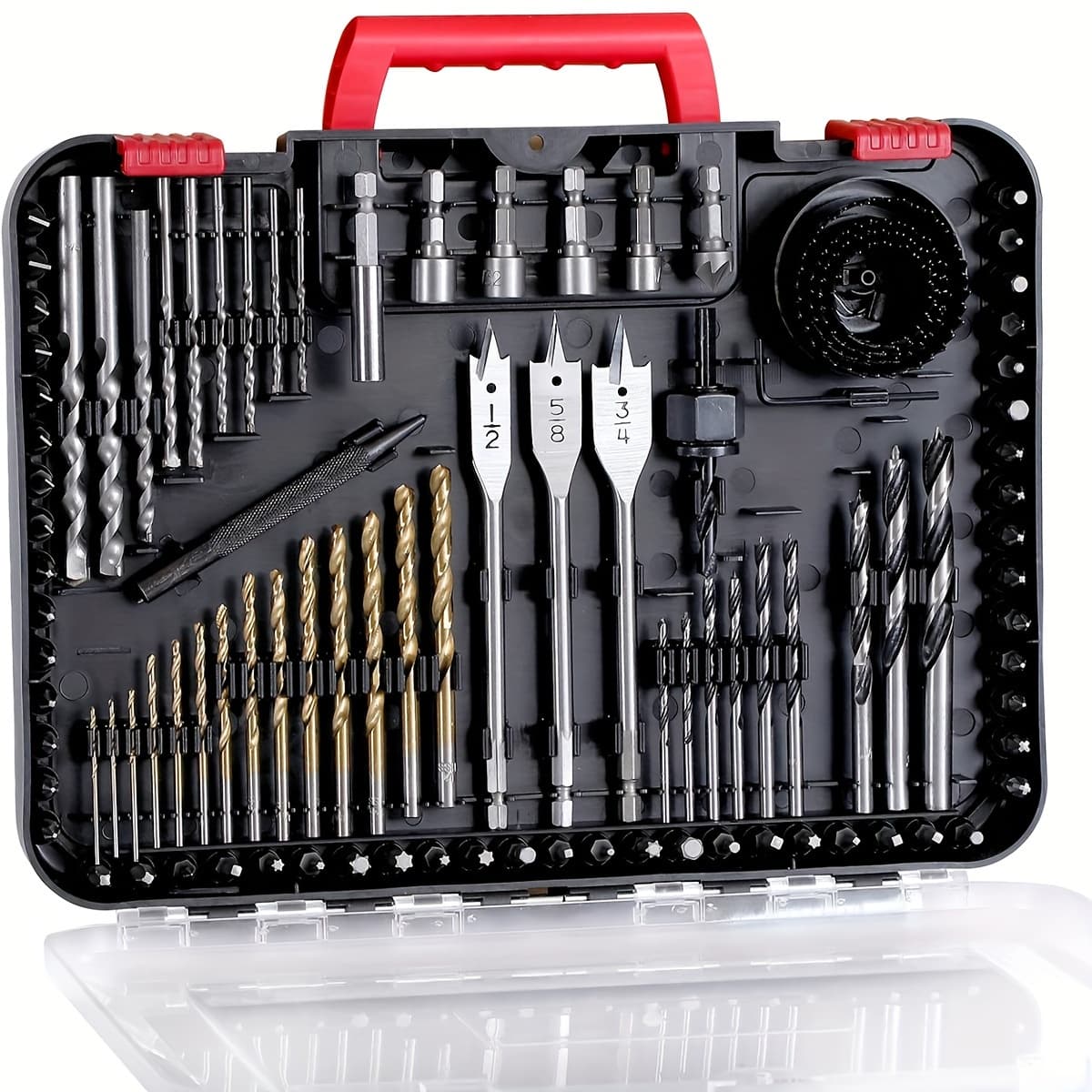 TEMU Drill Bit Set, 100pcs Drilling And , Screw Drill Bits, Titanium Coated Hss Bits For Drilling Metal, Wood, Masonry And Plastic