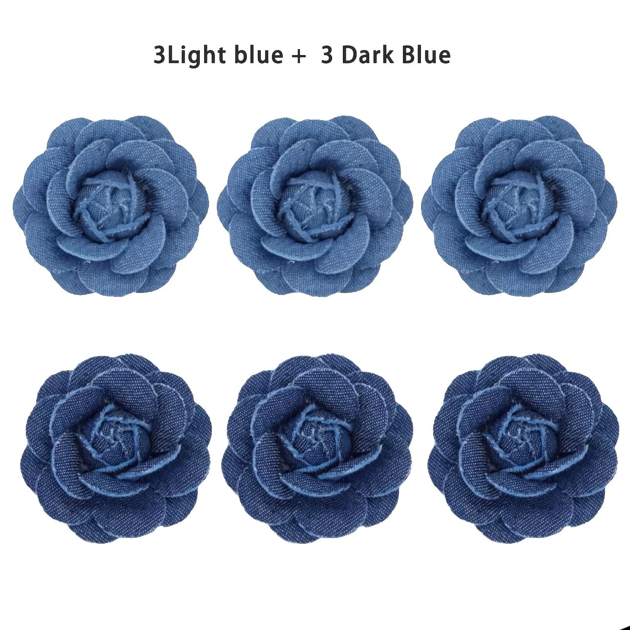 TEMU 2-color Fabric 6pcs Set Three-dimensional Denim Flower Decoration Home Decoration Crafts Additions Headdress Brooch Hair Additions Clothes Hats Dress Decoration