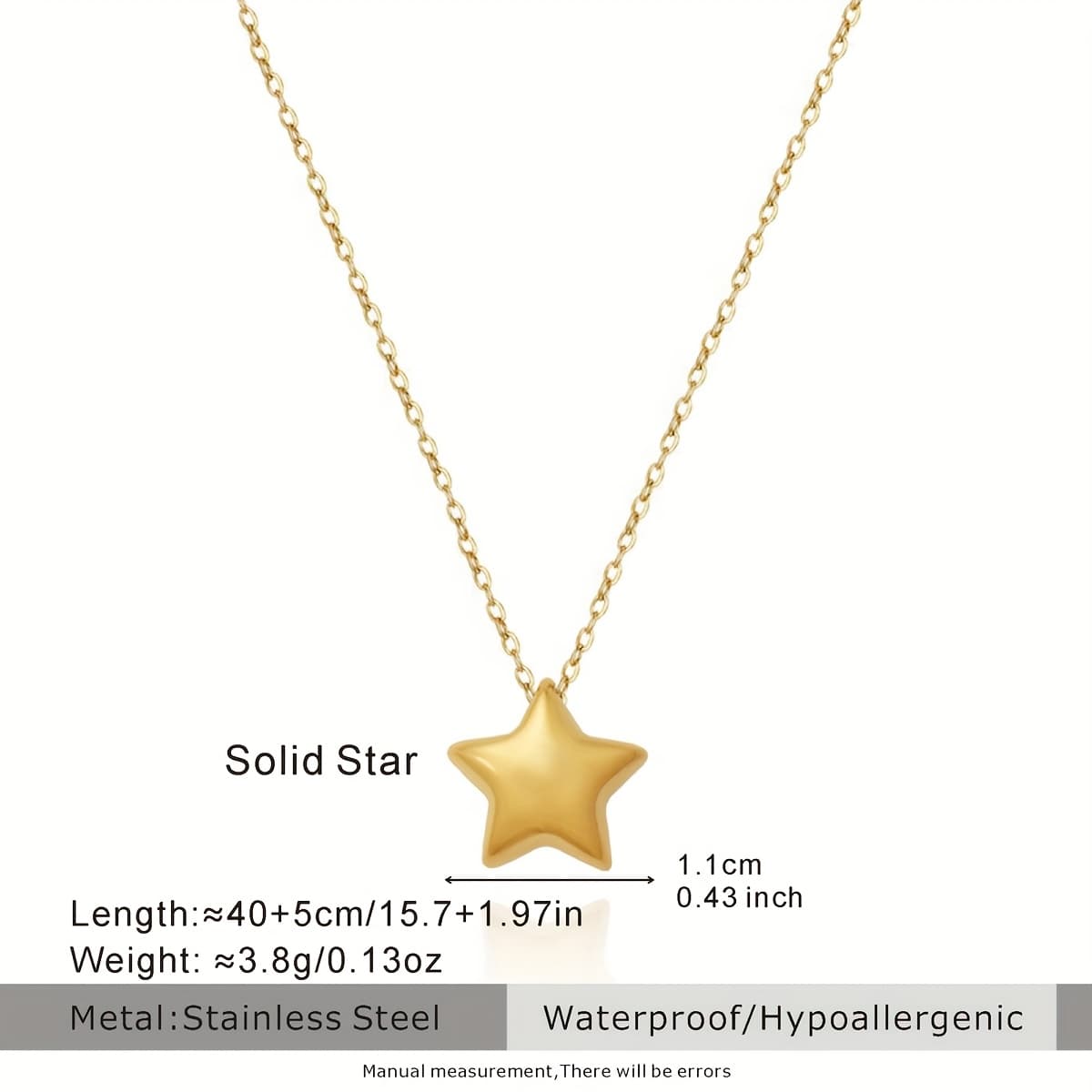 TEMU Meteor Charm Simple Five-pointed Star Necklace Vintage Thin Fine Chain Stainless Steel 18k Gold Plated Good Luck