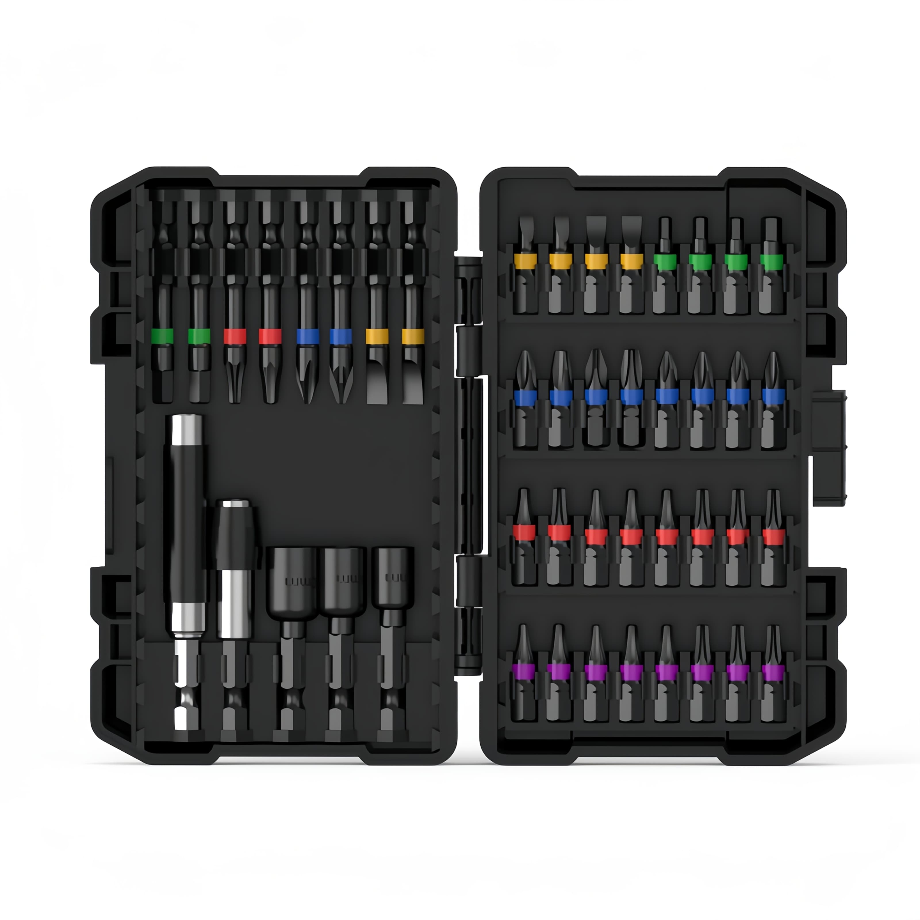 TEMU 45pcs Heavy-duty Impact Screwdriver Bit Set Compatible For Torx/t40-, Cross/ph0-ph2, Flat/-l7, Square/r90-r120 - Bits With Storage Box, Compact & Portable Kit For Repair, Automotive, Diy (45pcs)