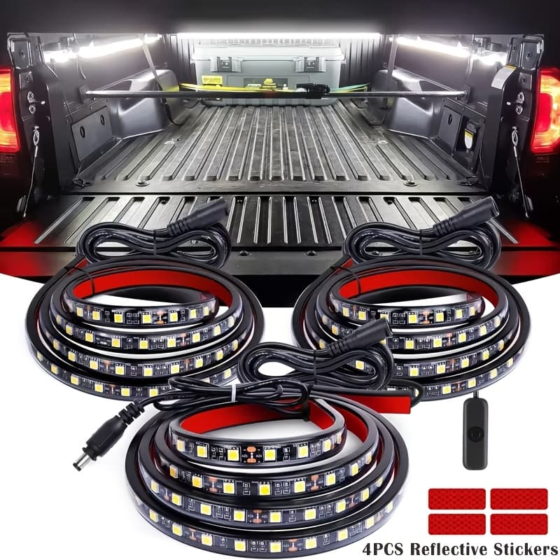 TEMU 3pcs 60 Inch Bed Light Strip With Switch, Bed Decoration Lighting Bar For Cargo Pickup Truck Suv Rv And Boat, Without Battery