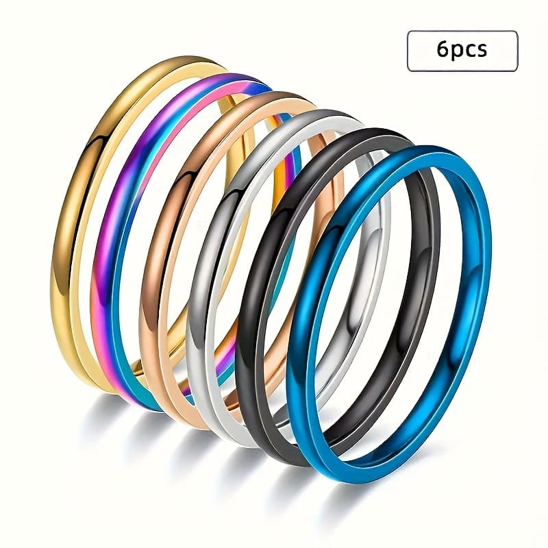 TEMU 6pcs European And American Cross-border Stainless Steel 2mm Round Combination Set