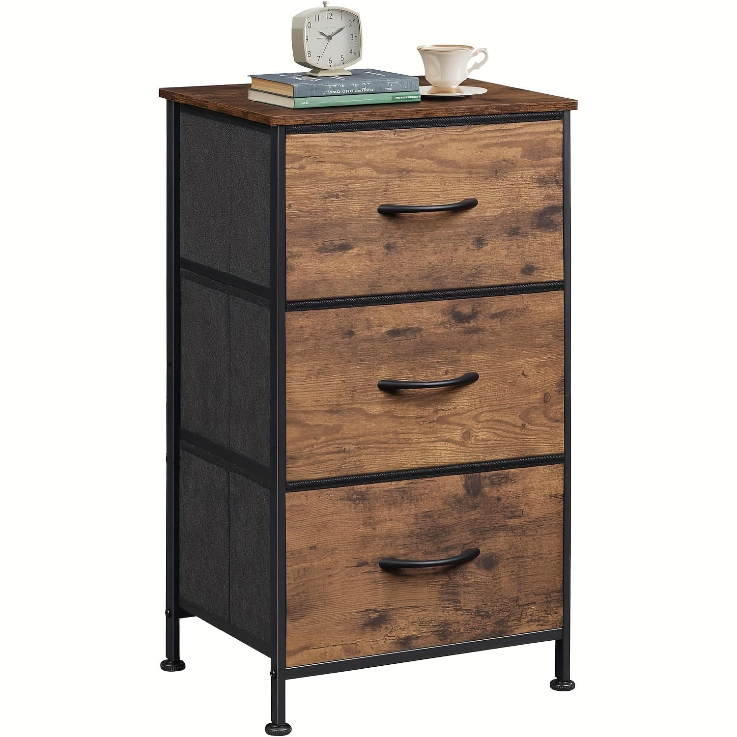TEMU Black/gray Sturdy Floor Standing Shelf, 3-drawer Vanity, Fabric Bedside Table, Living Room Storage Cabinet, Suitable For Such As Bedrooms, Corridors, Entrances | Easy To Assemble Storage Rack