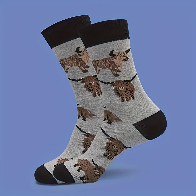 TEMU 1 Pair Of And Interesting Cow Print Socks, Comfortable Breathable Mid-tube Socks