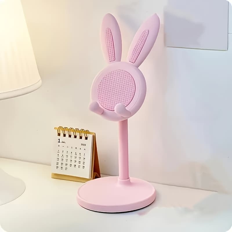 TEMU Easter Bunny Phone Stand | Cute Pink With Bunny Ears And Bow, Adjustable Height 0°-90°, Durable Abs Material, Smartphone Desktop Organizer, Home Office Decor | Clip Holder, Miracase Brand