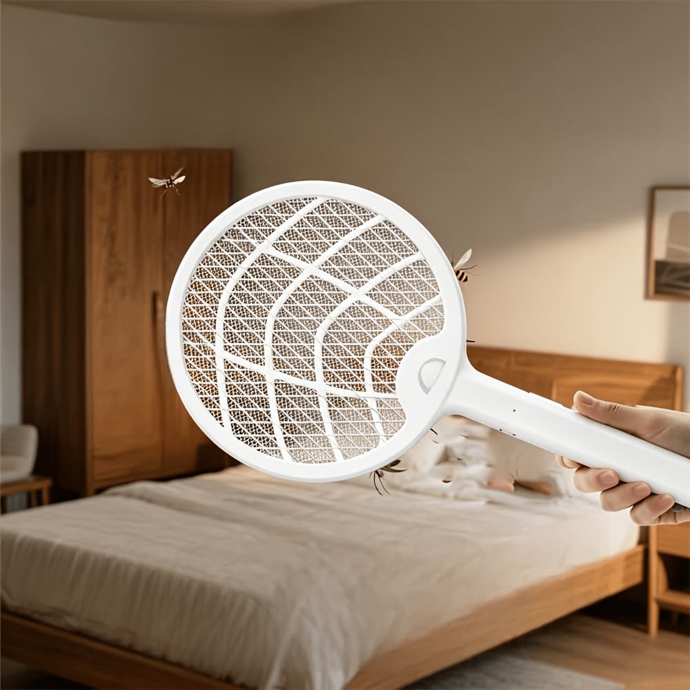 TEMU 2026 New Model A9 Electric Fly Swatter, Foldable Design, 3000v High-voltage Grid, Triple-layer Safety Protection, Full- Coverage From Indoor To Outdoor, Ultra-long