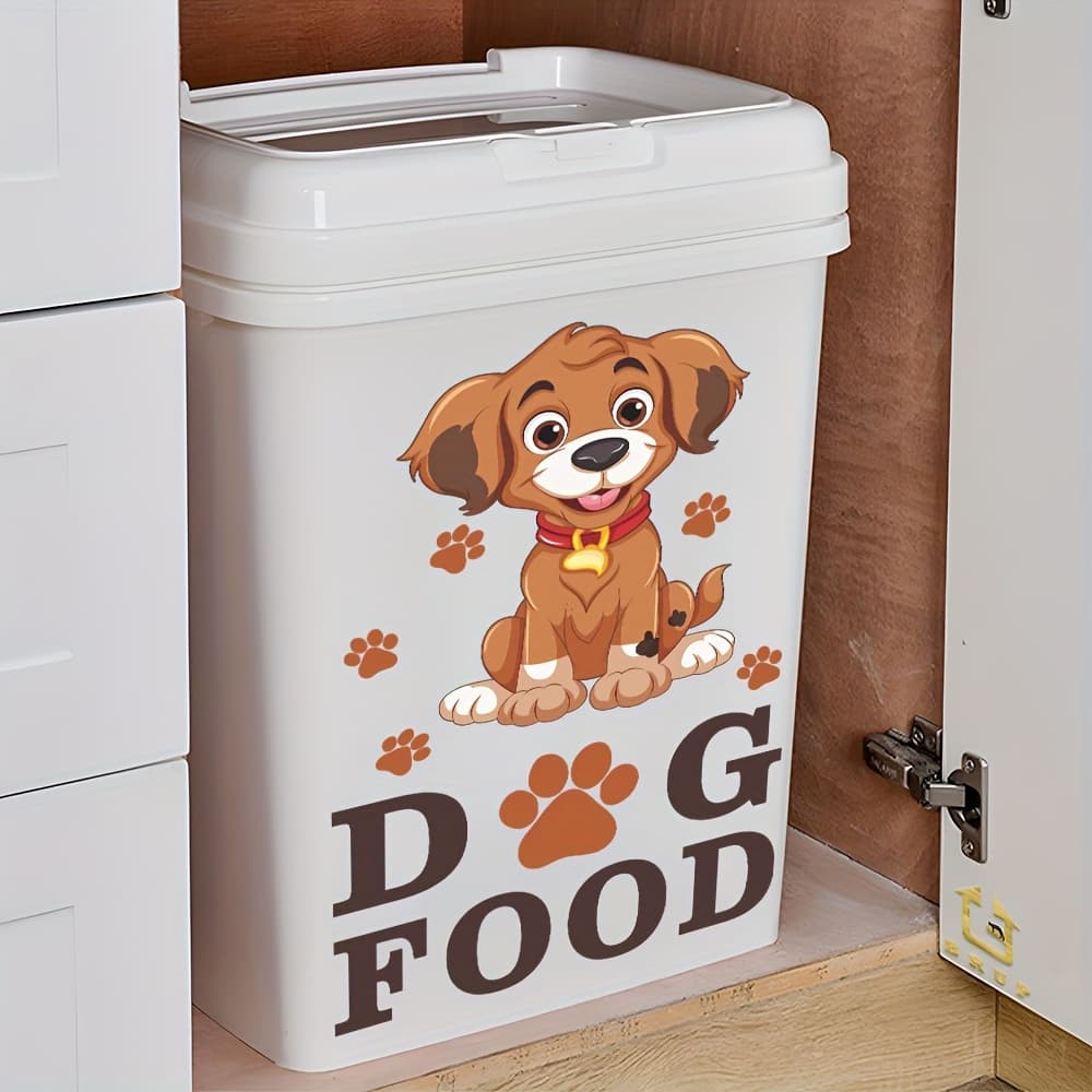TEMU Cute Dog Food Storage Can Sticker, Pet Supply Decorative Sticker, Creative Element Sticker, Self-adhesive And Easy To Peel, Great Item For A Warm Atmosphere In Your Pet'