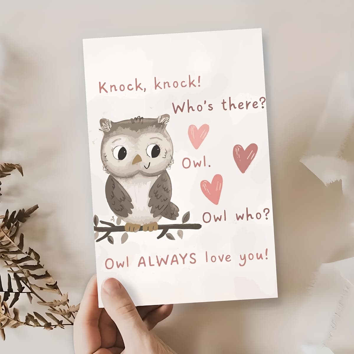 TEMU 1pc Owl-themed Valentine's Card With Owl Love You Slogan For Boyfriend Girlfriend Perfect For Ideal For Romantic Adds Fun To Valentine's Day
