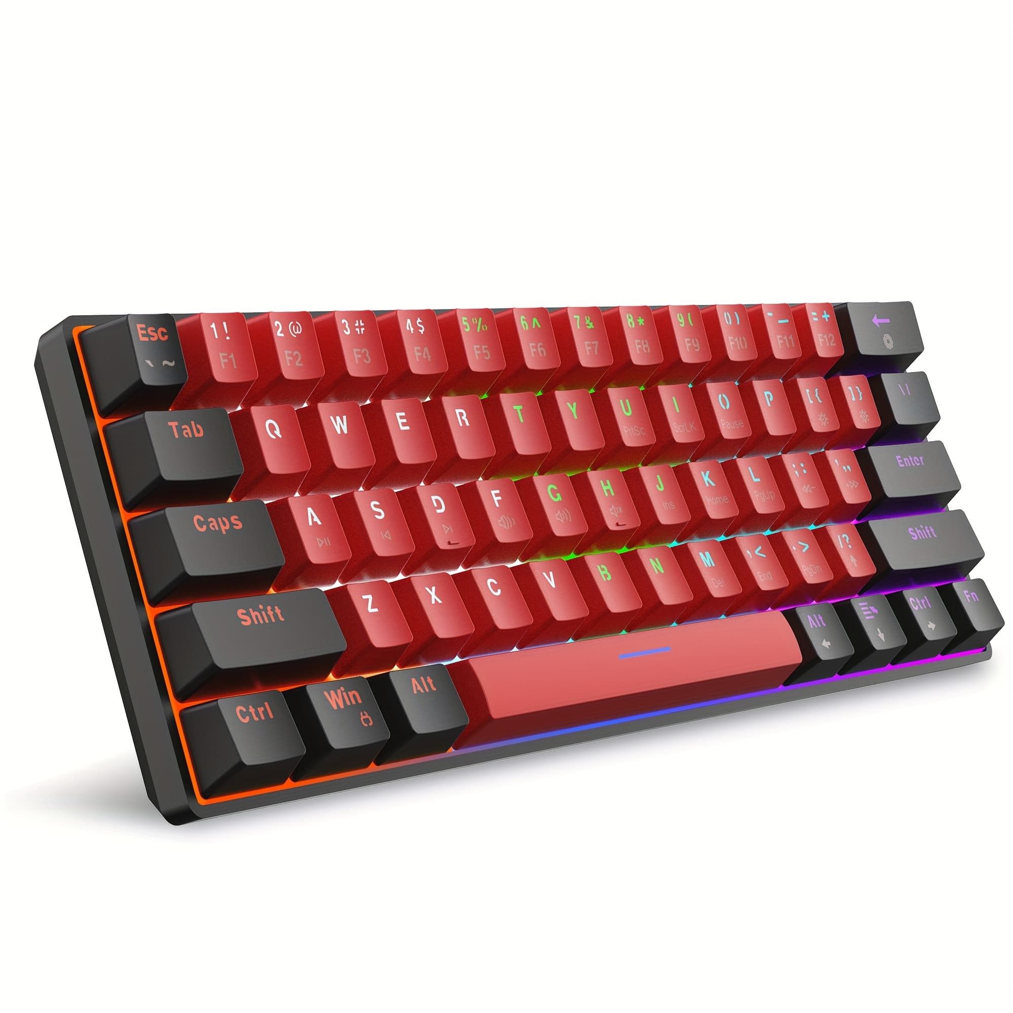 TEMU Snpurdiri 61-, Wired 60% Mechanical Gaming Keyboard With Green Switches, Compact And Portable, Designed For Windows Laptops In Black And Red