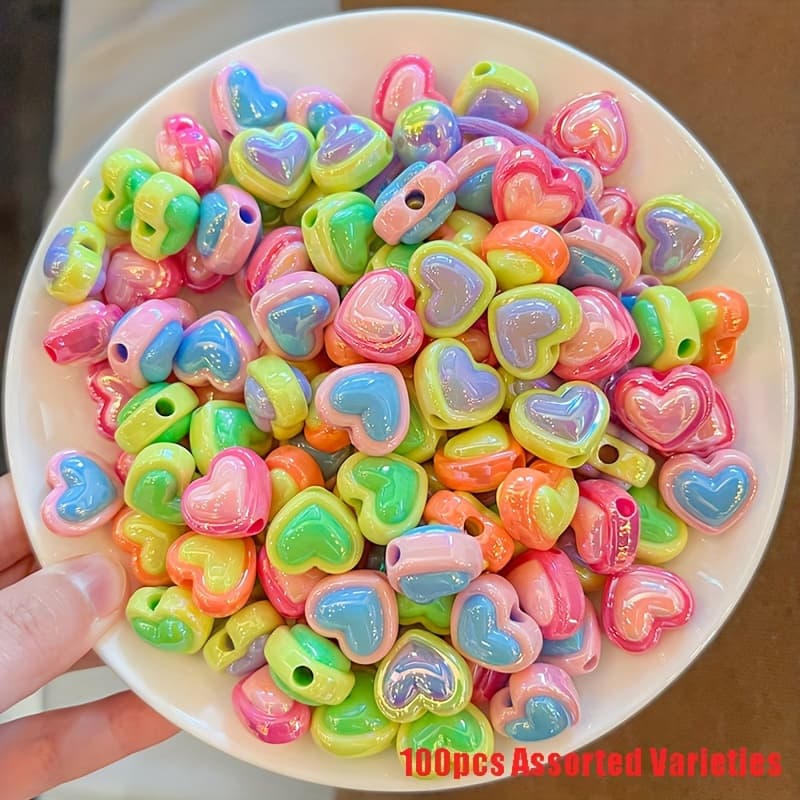 TEMU 100pcs Random Color Two-color Gradient Acrylic For Jewelry Making Accessories Loose For Bracelet Necklace Pen Crafts Supplies(5 Colors Mixed)