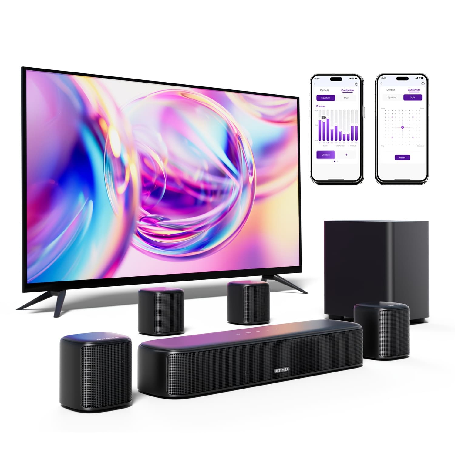 TEMU Ultimea Sound Bar For Smart Tv, Wired Subwoofer, Surround Speakers, Surround Sound System (7.1 Ch Surround) Vs (5.1 )