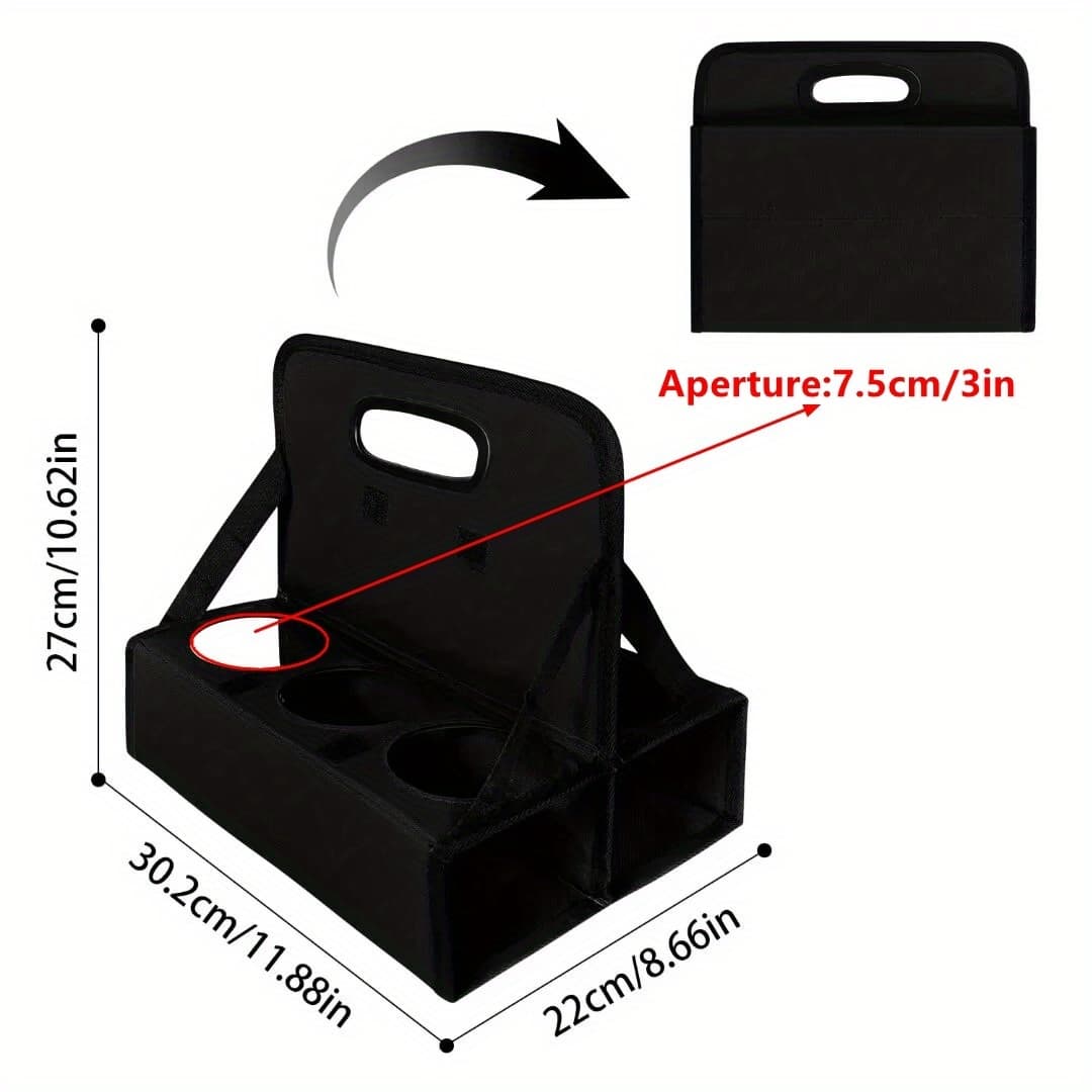 TEMU Travel Drink Carrier Or Cans Reusable, 6-cup Holder With Handle, For Delivery Drivers And Take Out(black)