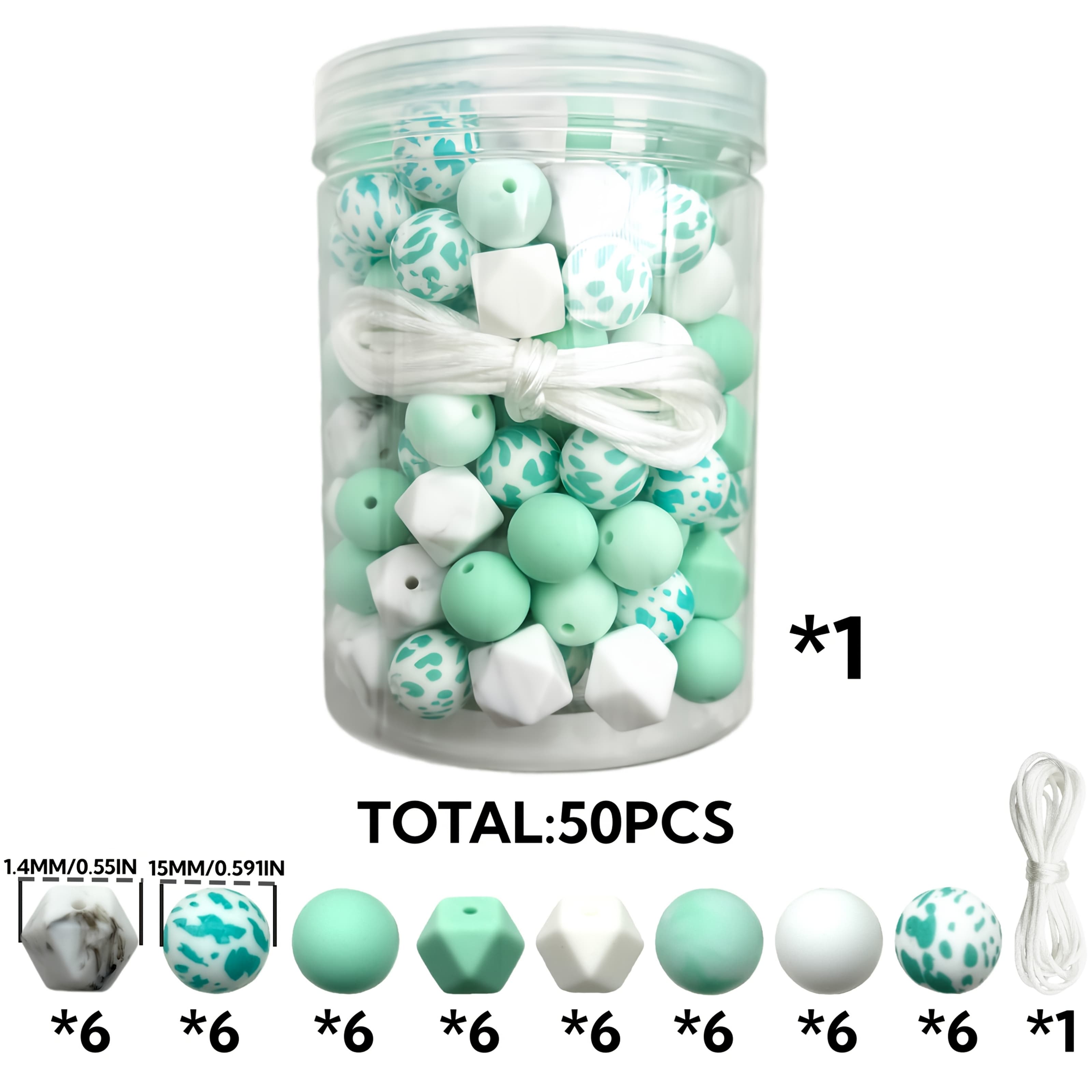 TEMU 25/50pcs 14mm Hexagon And 15mm Round Mixed Focus Silicone Beads For Diy Crafting, Beaded Jewelry Making, Keychains, Bracelets, Necklaces, And Bag Chains