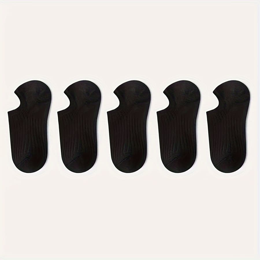 TEMU 5-pack Women's Minimalist No-show Socks, Polyester Blend Comfortable And Soft For All