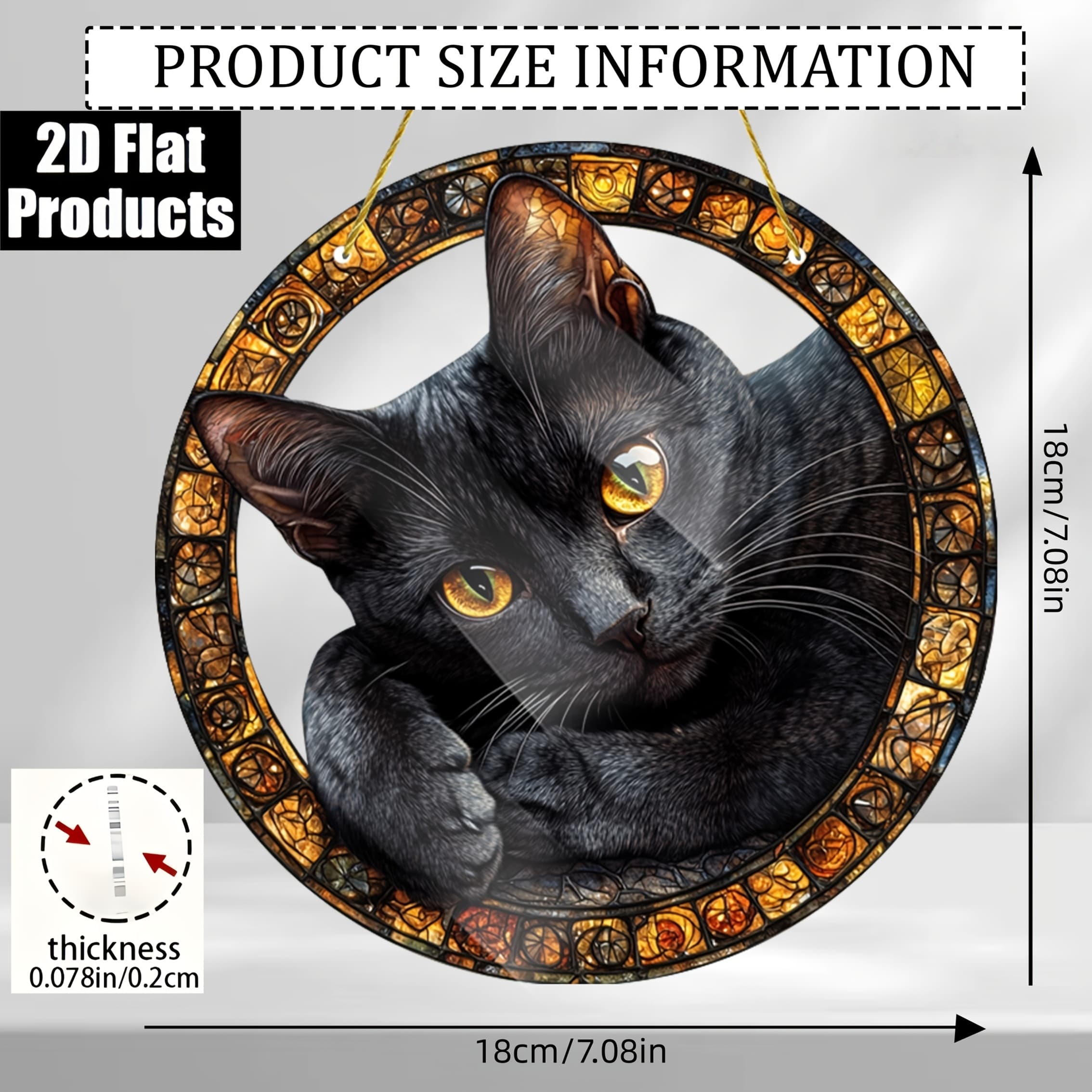TEMU 2d Flat - 2d Plane, Cat Sun Catcher - Acrylic Window Hanging Decoration, For Cat Lovers, In All , And Garden Decor Suitable For , Bedrooms, Offices, And