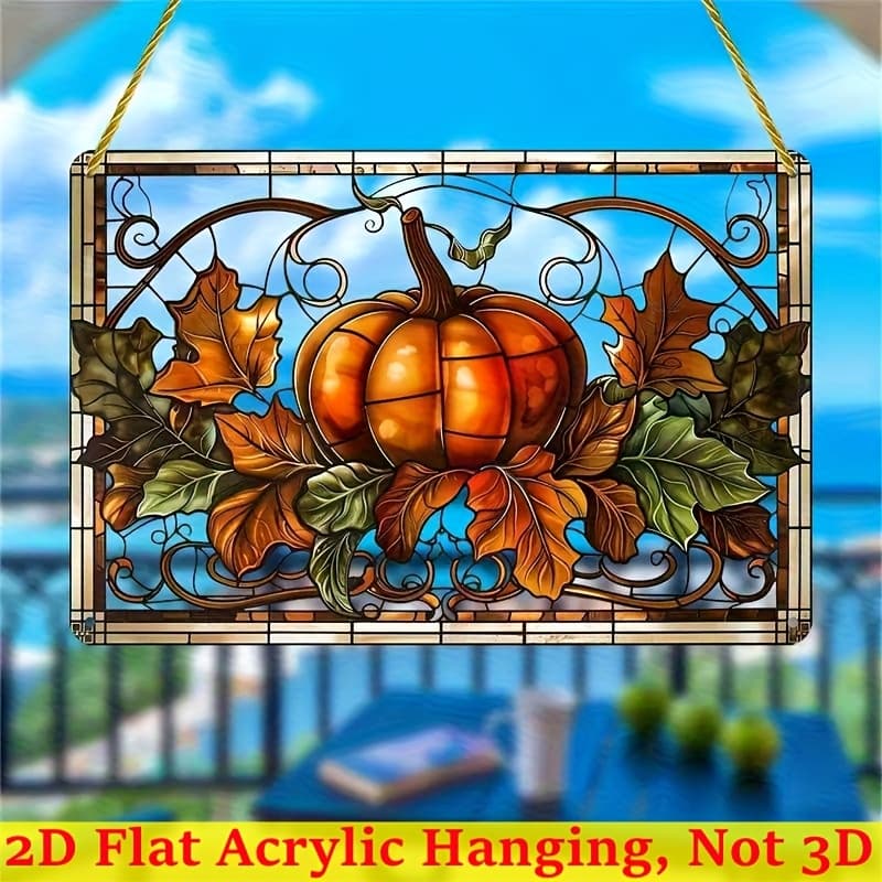 TEMU Fall Thanksgiving Pumpkin Suncatcher - Acrylic Hanging, Fall Decor, Home & Garden Accent, Porch & Wall Decoration, Ideal Housewarming Gift, Fall Thanksgiving Christmas Daily Universal