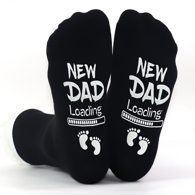 TEMU 1-pair (or Purchase Compatible With 1-pair) Funny Novelty "loading..." Socks Suitable For New Dad Gift, Father's Day Joke Apparel - Mid-calf Lettering Design, Casual & Pregnancy Announcement Wear
