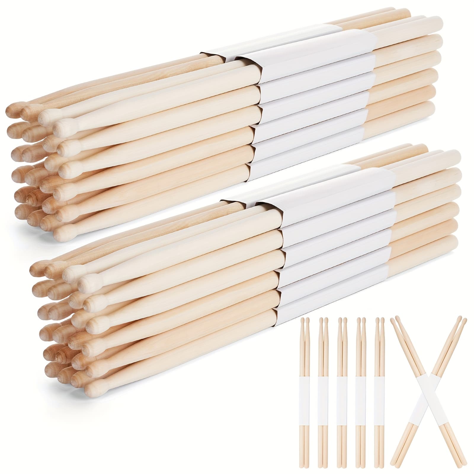 TEMU 24 Pairs 5b Drum Sticks Triangular Wood Tip Long Maple Drumsticks Classic Drumsticks Musical Instrument Percussion Additions For Adults