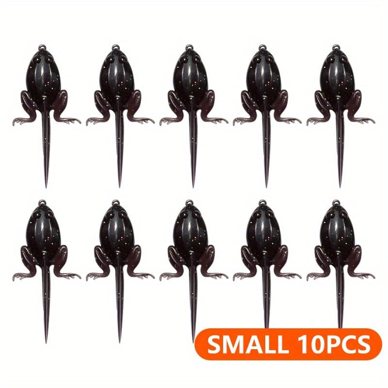 TEMU 10/20/30pcs Soft Small/large Fishing Lures With Hooks - Realistic Floating Action Bait - Tpe Material For Freshwater Saltwater - Dark Color Artificial Fish Baits - Fly And Casting Use