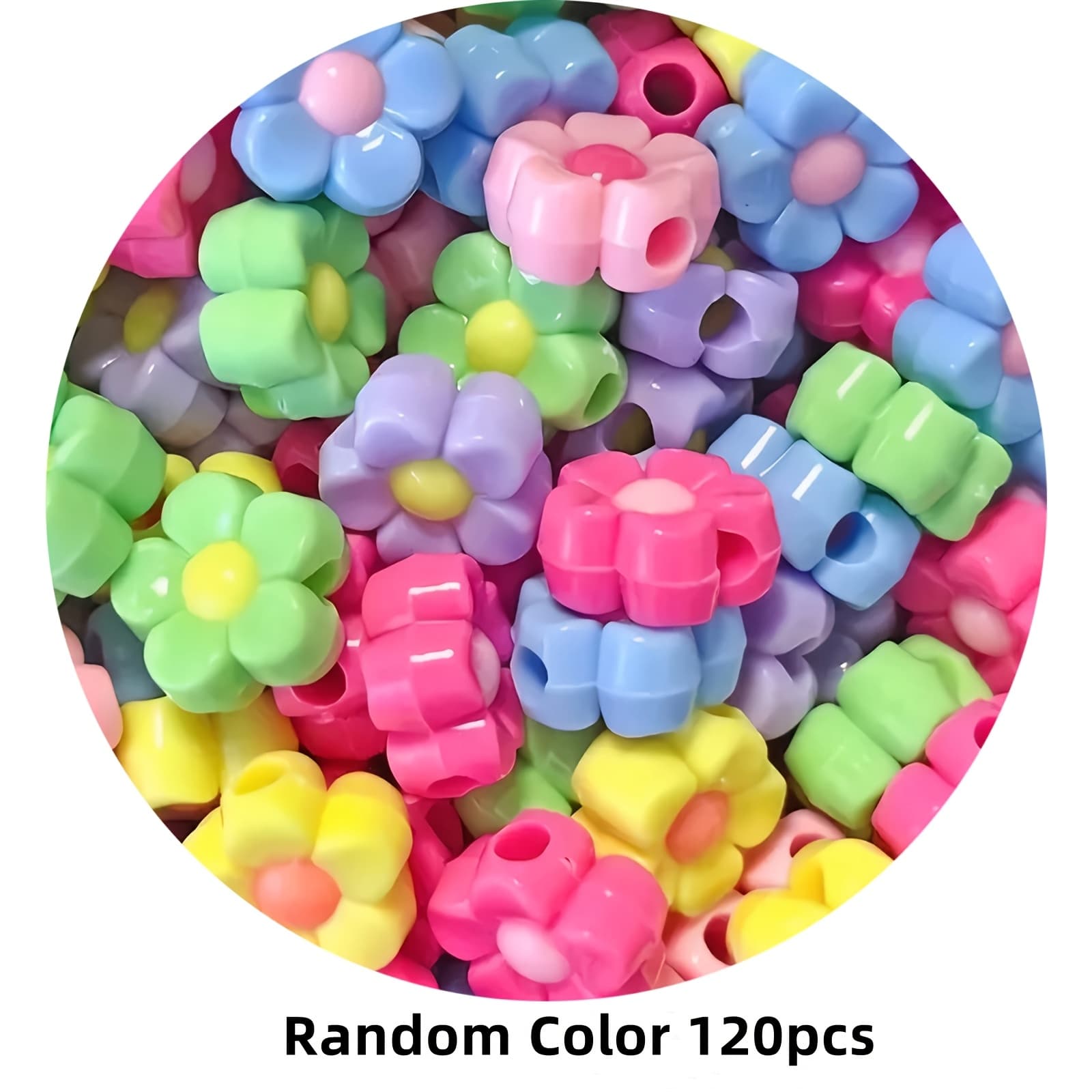 TEMU 120pcs 12mm Random Color And Style Acrylic Flower Beads, For Jewelry Makingbracelet Necklace Keychain Additions Handmade Materials