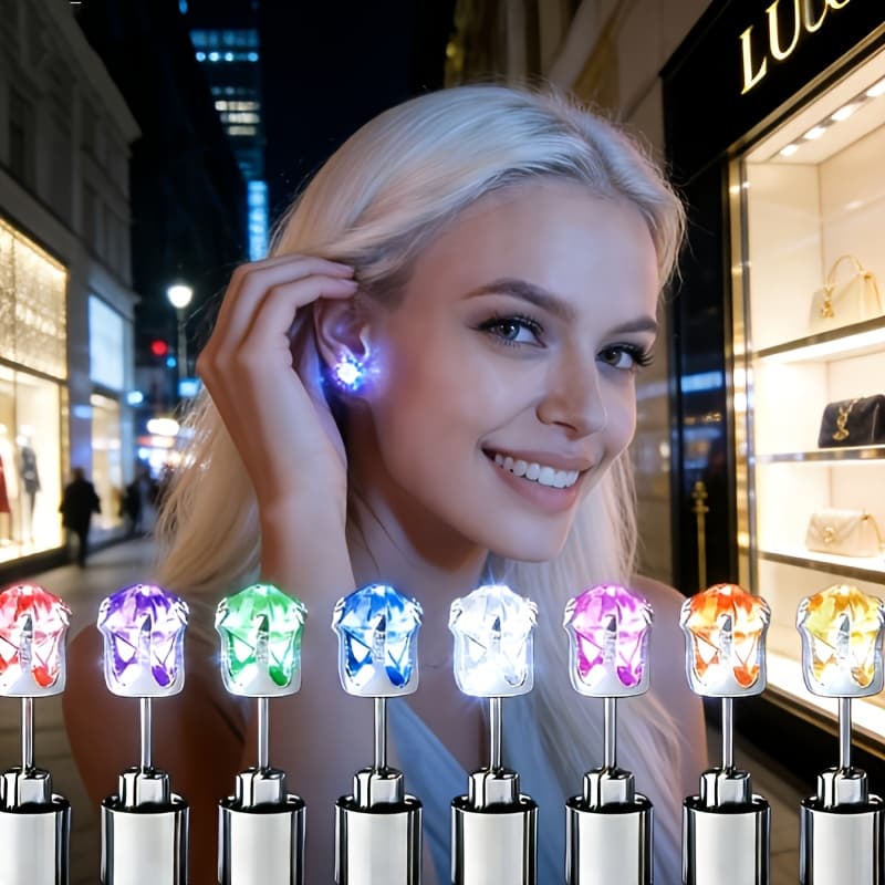 TEMU Multicolor Led Flashing Neutral Earrings 2-pack, Hypoallergenic Exquisite Cool Jewelry, Trendy Unisex Earrings