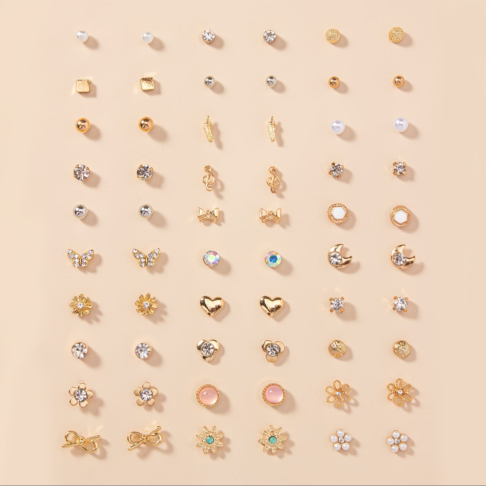 TEMU 1 Set Of 60pcs Flower Elegant Cute Stud Earrings Women Date Earrings Set Gift Daily Wear