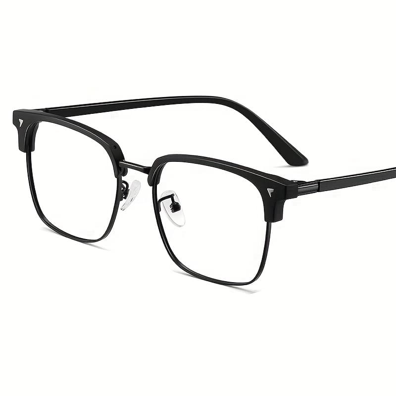 TEMU 1pc Vintage Trendy Fashionable Versatile Decorative Lens Semi-rimless Design, The For Men's Outfits And Gifting