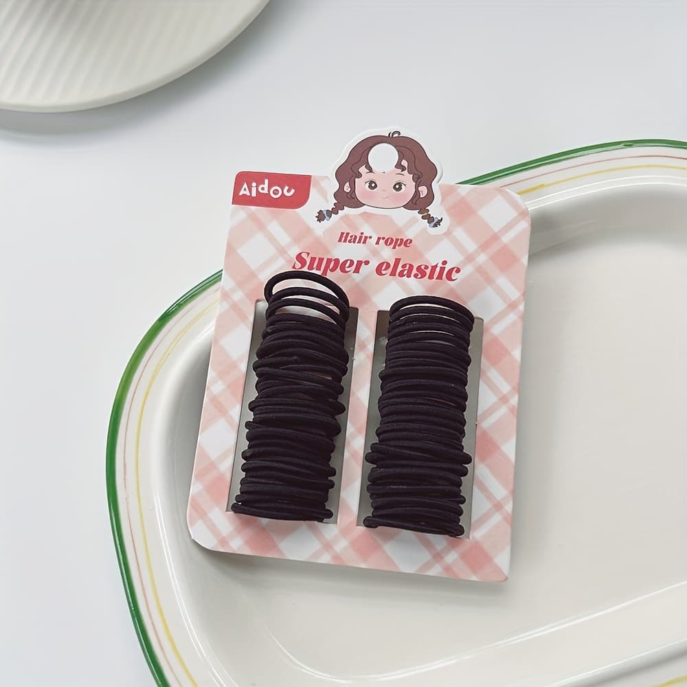 TEMU 60pcs/card Small Hair Tie Elastic No Damage Hair Band, 0.78in/2cm Mini Small Hair Tie Suitable For With Small Amount Of Hair