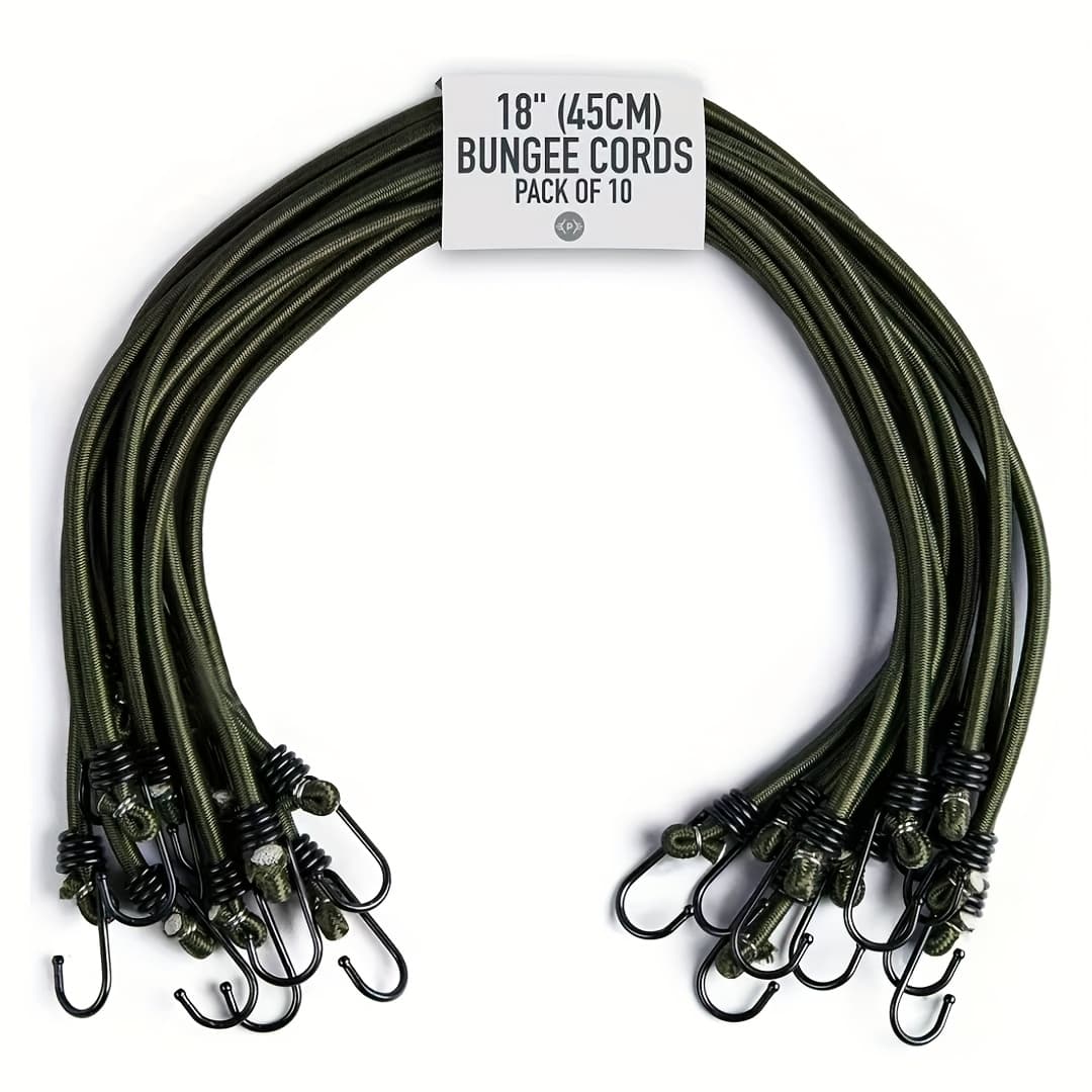 TEMU 18'(45cm)bungee Cords With Hooks Heavy Duty Outdoor 10/20/40 Pack Of Sizes Elastic Bungee Straps For Luggage, Camping Weatherproof & Uv