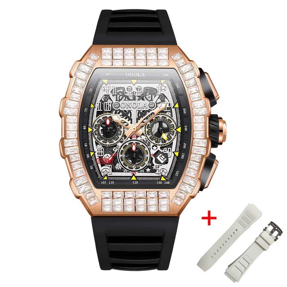 TEMU Onola Men' Mechanical Watch With Chronograph, Luminous Hands & Date Calendar - Wine Dresser/ Watch, & For Night & Everyday Use - Ideal Christmas/new Year Gift For Him