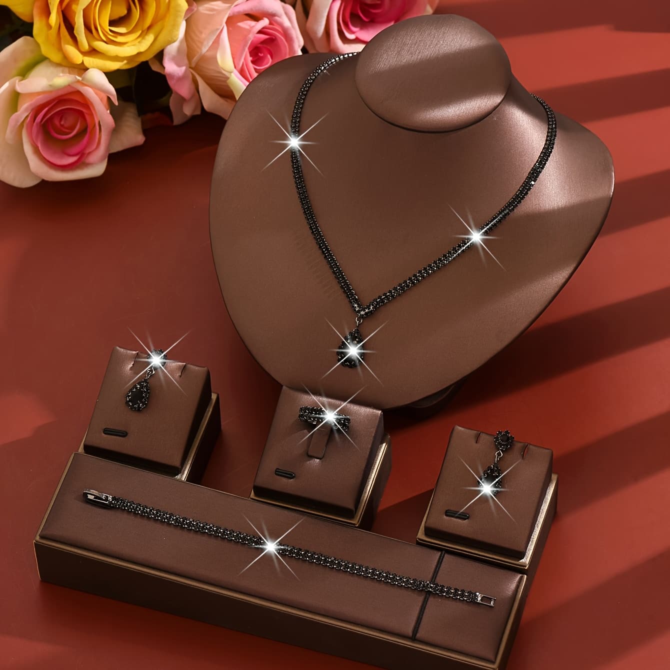 TEMU 5pcs Women's Jewelry Set, Including Necklace Earrings Bracelet And Ring, Halloween Party Jewelry, Silvery White Suitable For Bridal Wedding Banquet Performance Party Gathering Daily