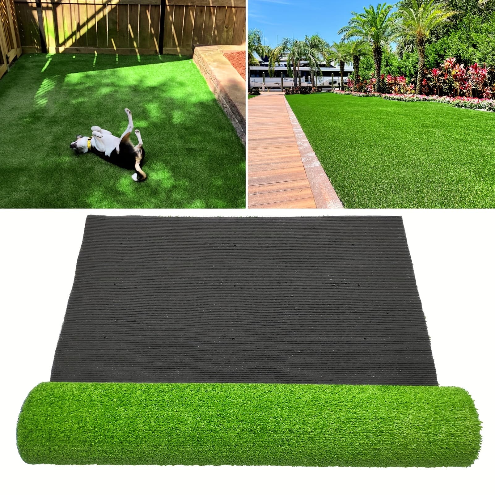 TEMU Deluxe Realistic Artificial Grass Turf 4ftx13ft, Drainage Holes/ Rubber Backing, Indoor Outdoor Pet Synthetic Grass Astro Rug Carpet For Garden Backyard Patio Balcony